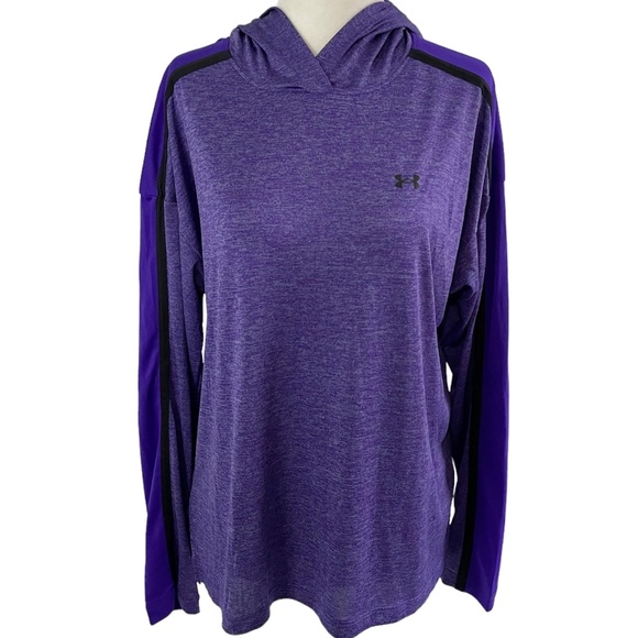 New Under Armour Graphic Print Loose Fit Hooded Top Tech Twist Purple Sz Medium - Picture 1 of 16